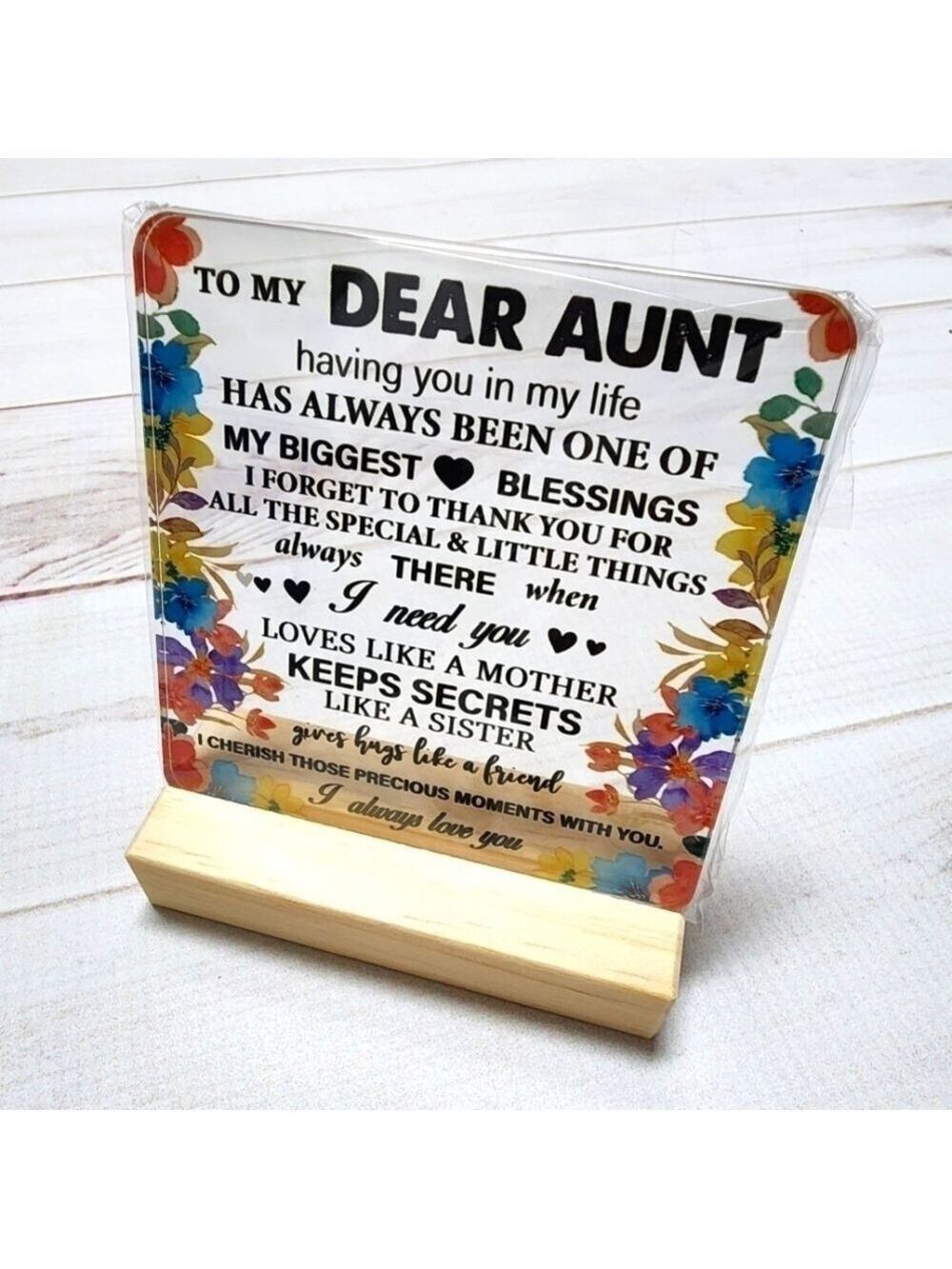 Thank You Desk Decor Aunt Square Acrylic Desk Plaque Sign With Wood Stand - New